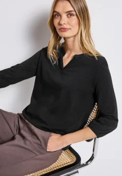Shirt van jersey met gespleten hals