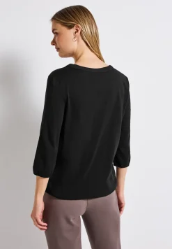 Shirt van jersey met gespleten hals