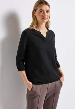 Shirt van jersey met gespleten hals