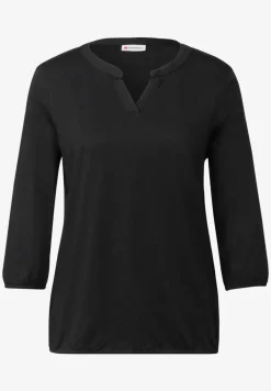 Shirt van jersey met gespleten hals