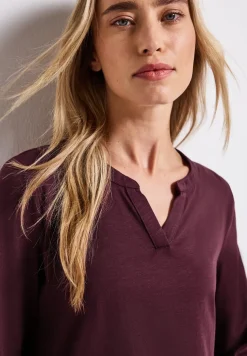 Shirt van jersey met gespleten hals