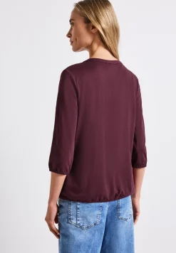 Shirt van jersey met gespleten hals