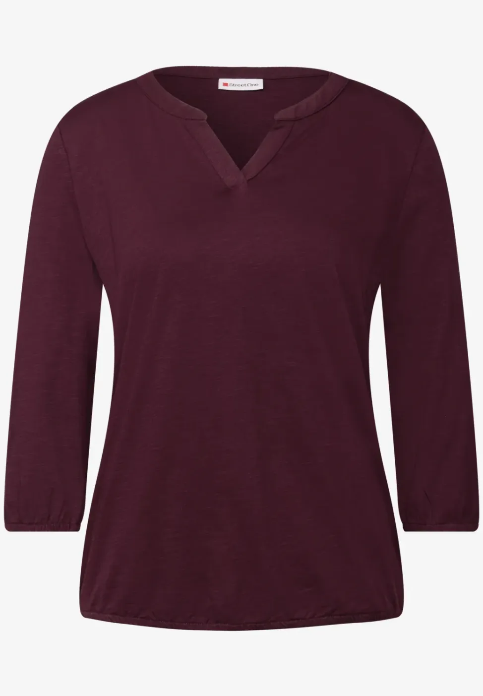 Shirt van jersey met gespleten hals