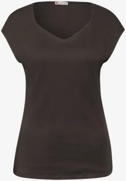 Shirt zonder mouwen met diamanten halslijn