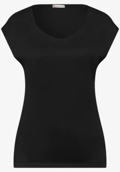 Shirt zonder mouwen met diamanten halslijn