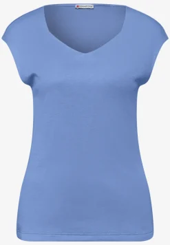 Shirt zonder mouwen met diamanten halslijn