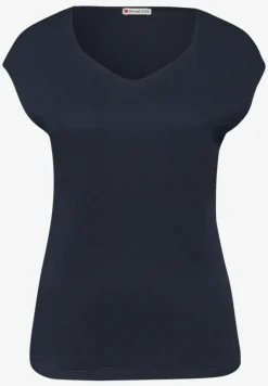 Shirt zonder mouwen met diamanten halslijn