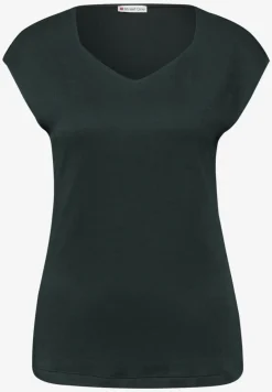 Shirt zonder mouwen met diamanten halslijn