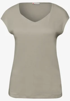 Shirt zonder mouwen met diamanten halslijn