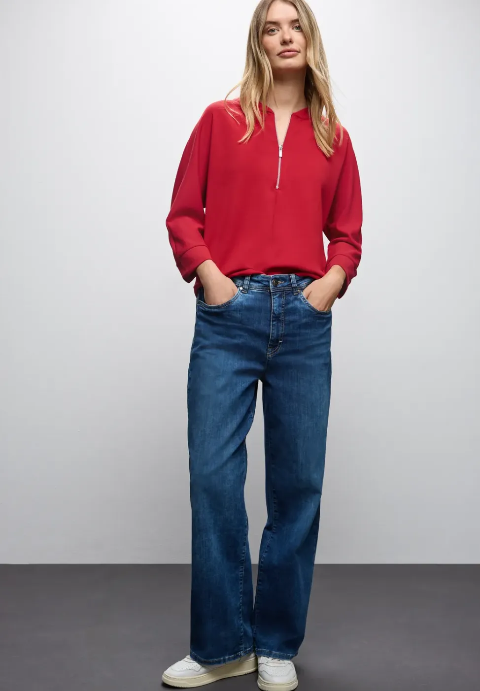 Silk-Look Shirt met ritssluiting