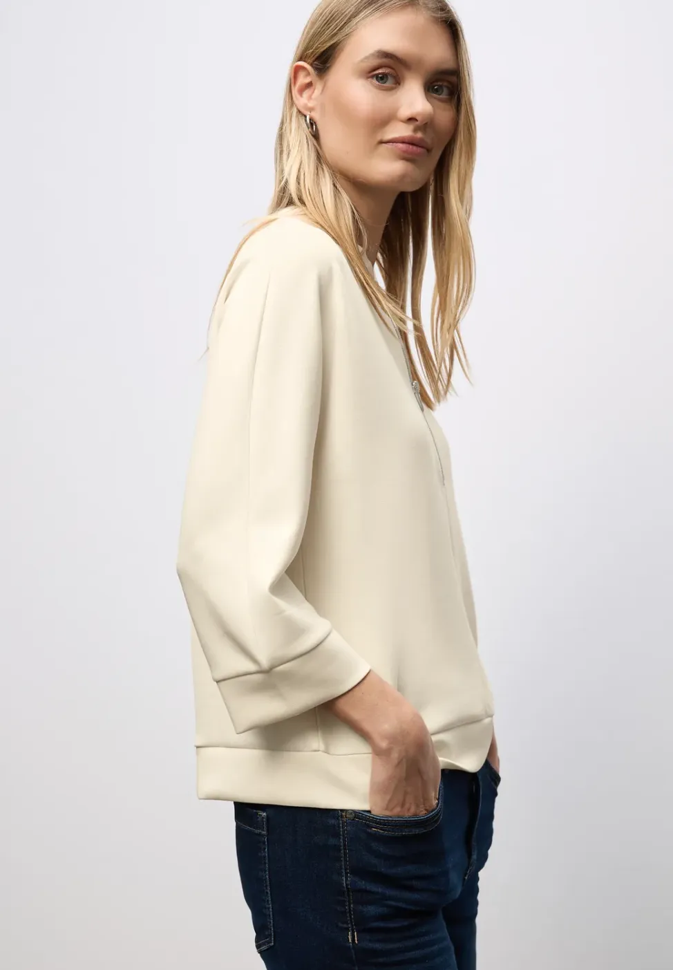 Silk-Look Shirt met ritssluiting