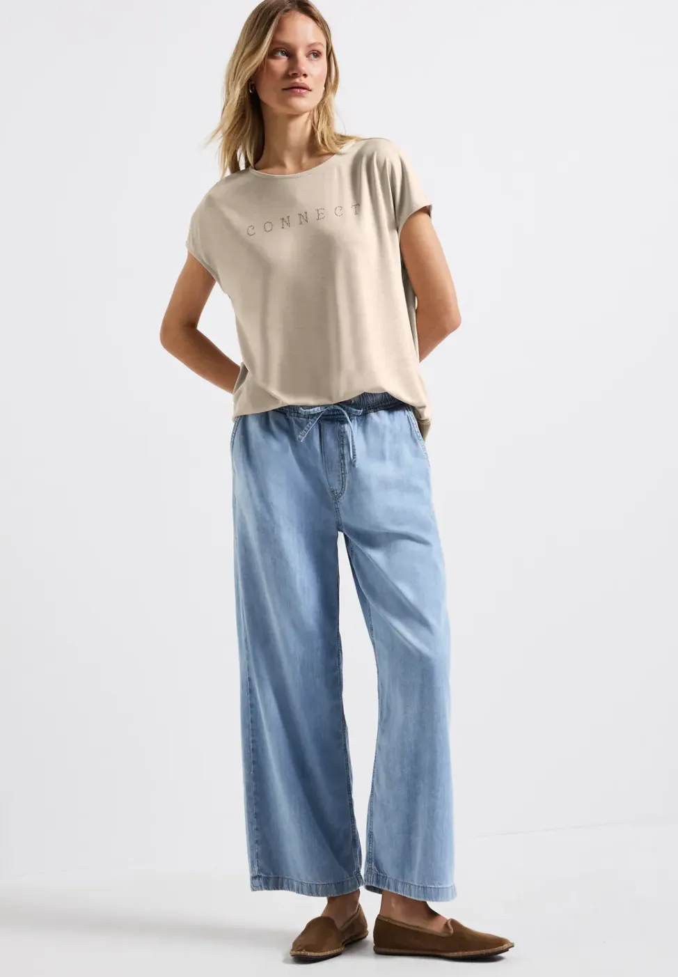 Silk-Look Shirt met tekst
