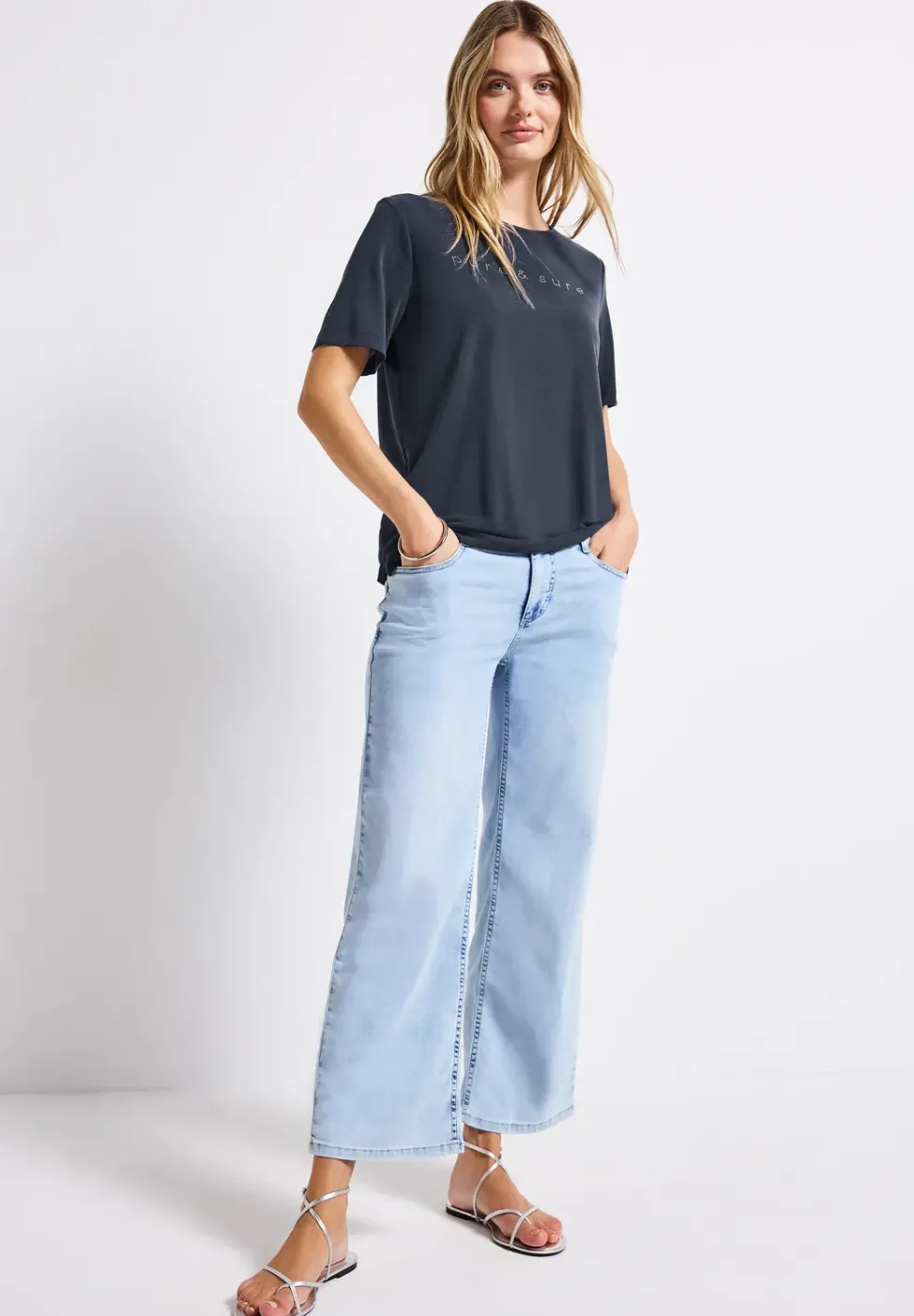 Silk-Look Shirt met tekst