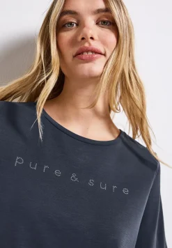 Silk-Look Shirt met tekst