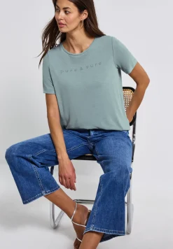Silk-Look Shirt met tekst