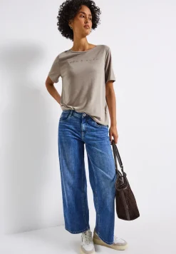 Silk-Look Shirt met tekst