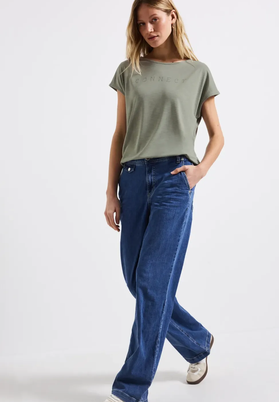 Silk-Look Shirt met tekst