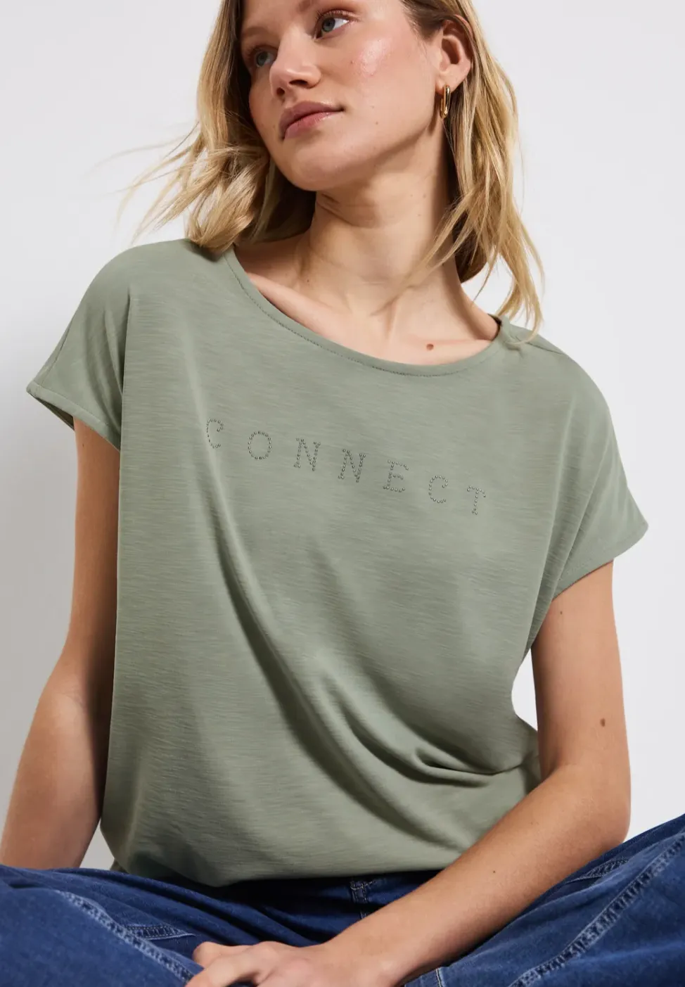 Silk-Look Shirt met tekst