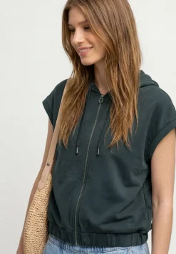Silk-Look vest met capuchon