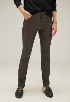 Slim fit broek met coating