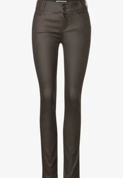 Slim fit broek met coating