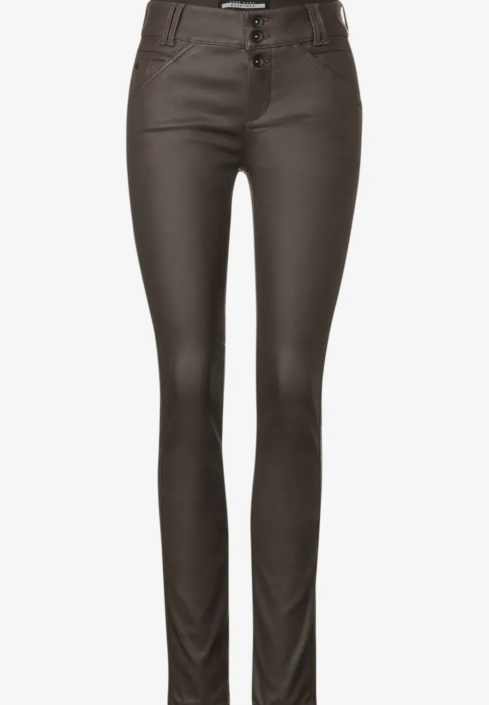 Slim fit broek met coating