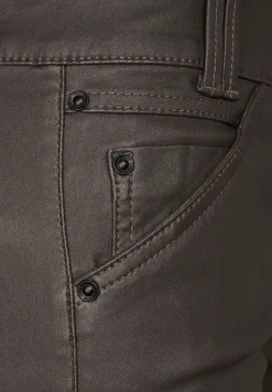 Slim fit broek met coating