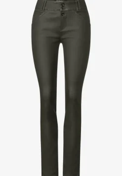 Slim fit broek met coating