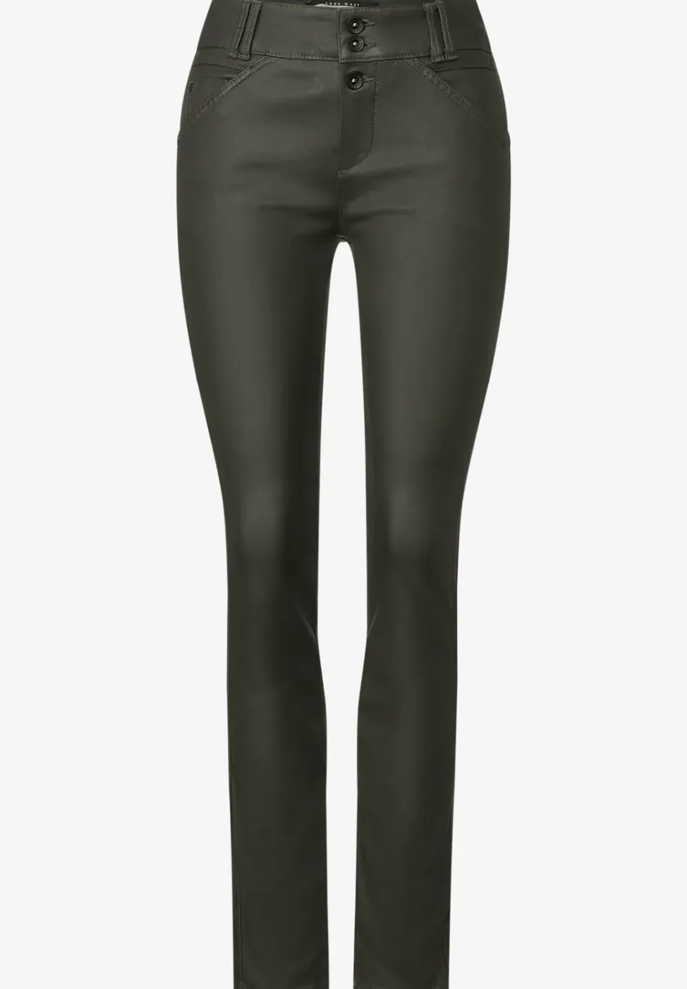 Slim fit broek met coating