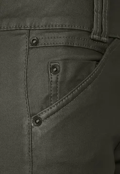 Slim fit broek met coating