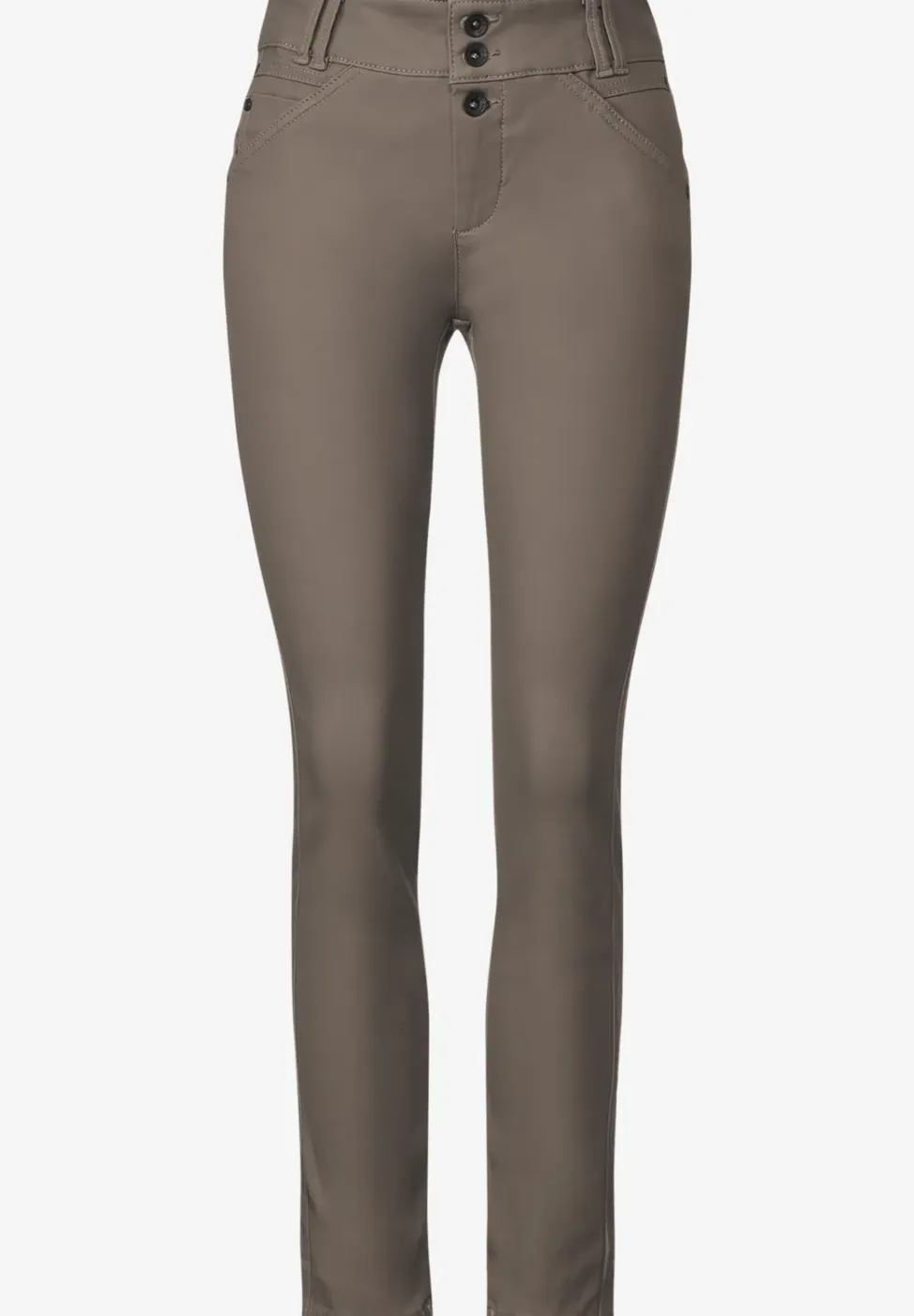 Slim fit broek met coating