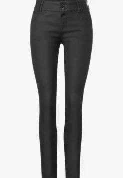 Slim fit broek met coating