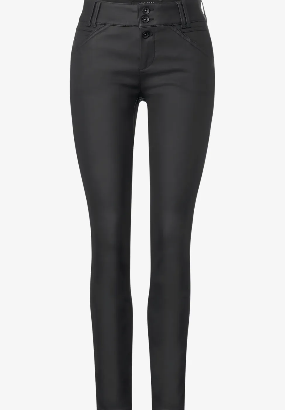 Slim fit broek met coating