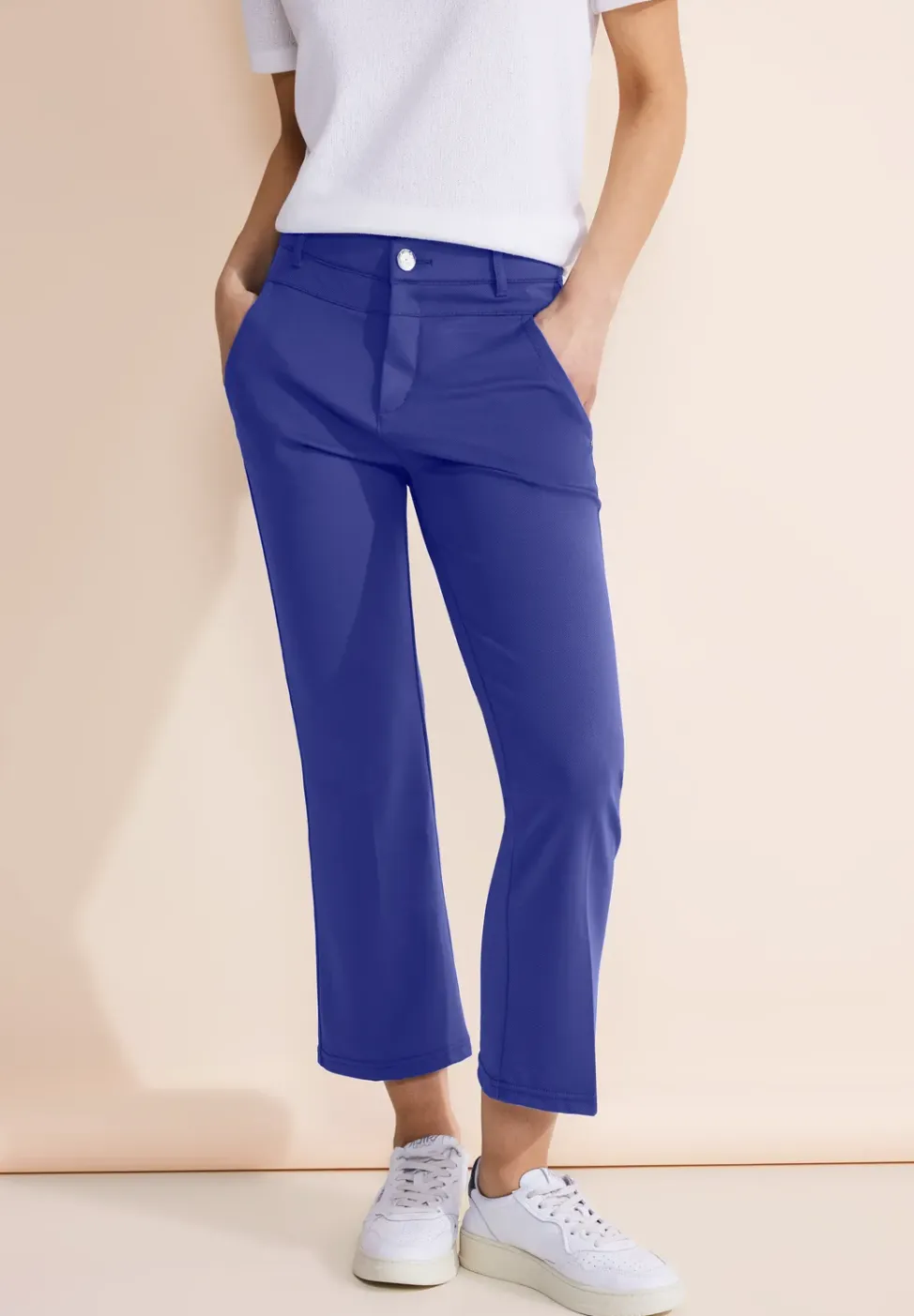 Slim fit broek van keperstof