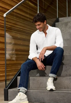 Slim fit overhemd in popeline