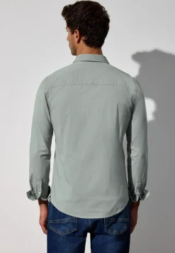 Slim fit overhemd in popeline