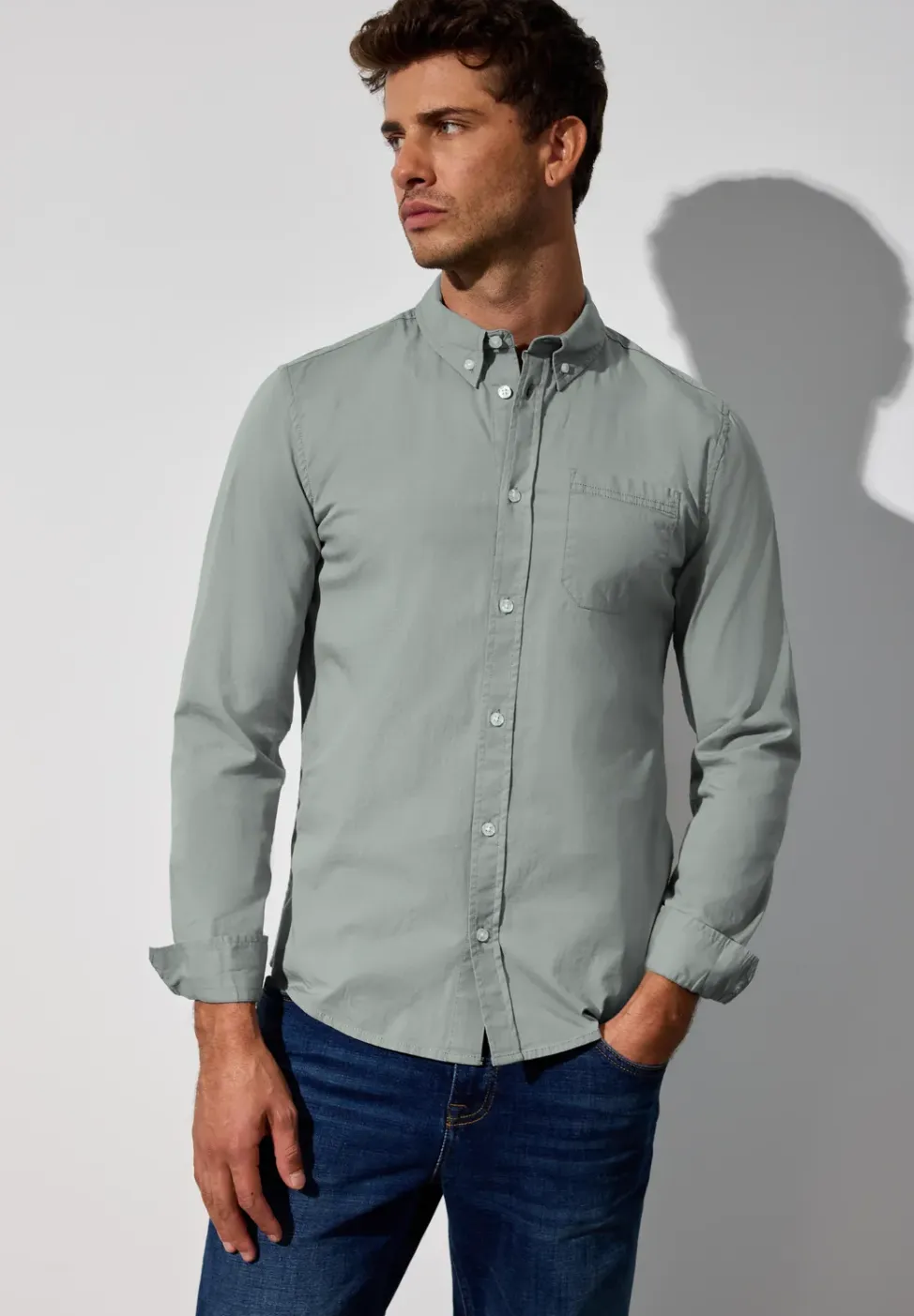 Slim fit overhemd in popeline