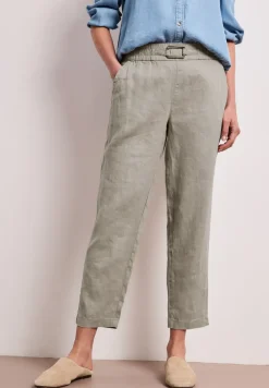 Slim Legs linnen broek met gesp