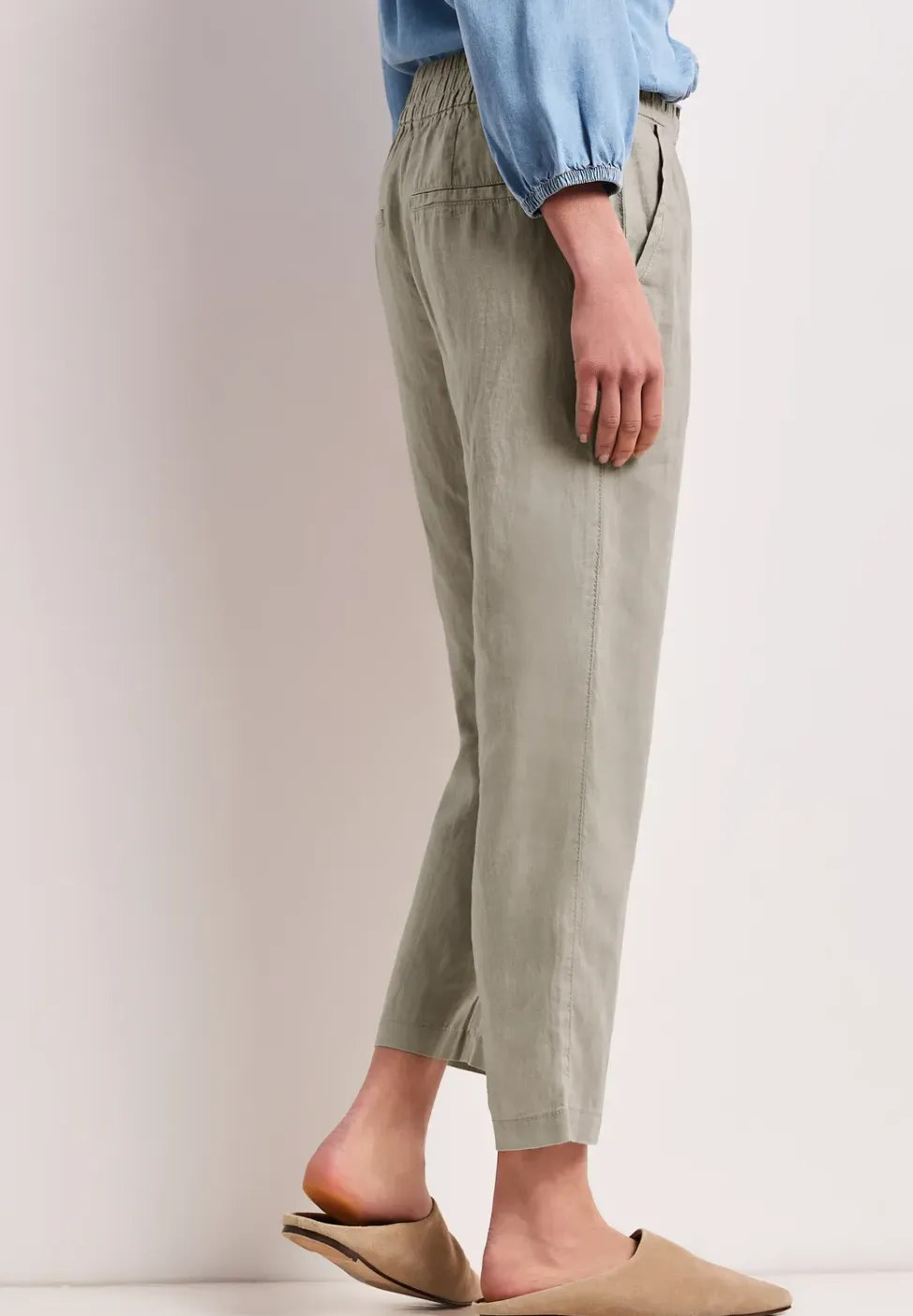 Slim Legs linnen broek met gesp
