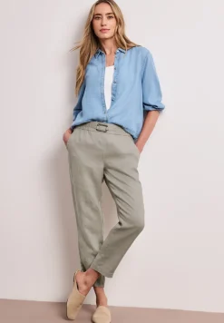 Slim Legs linnen broek met gesp