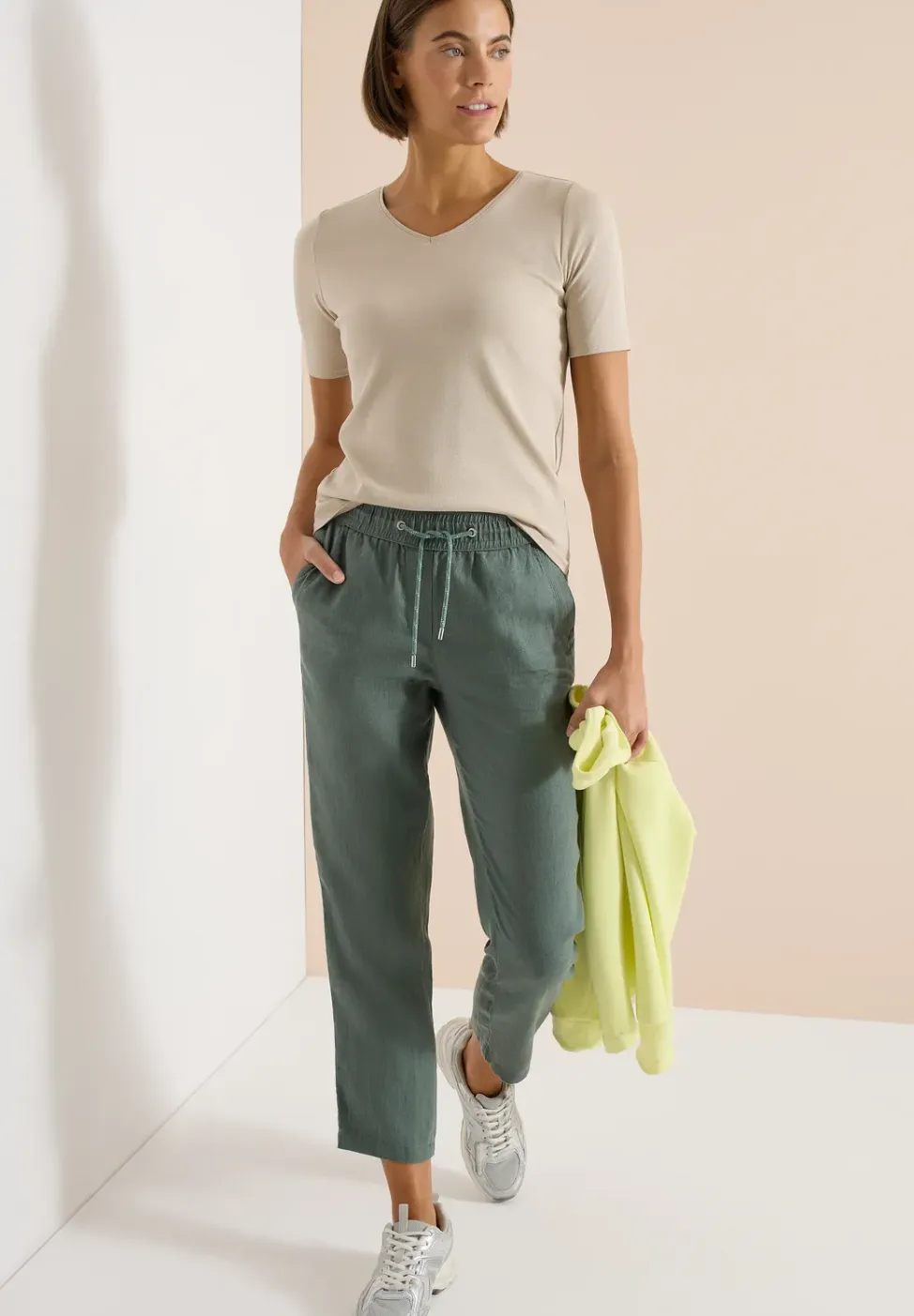 Slim Legs broek in causale pasvorm van linnen