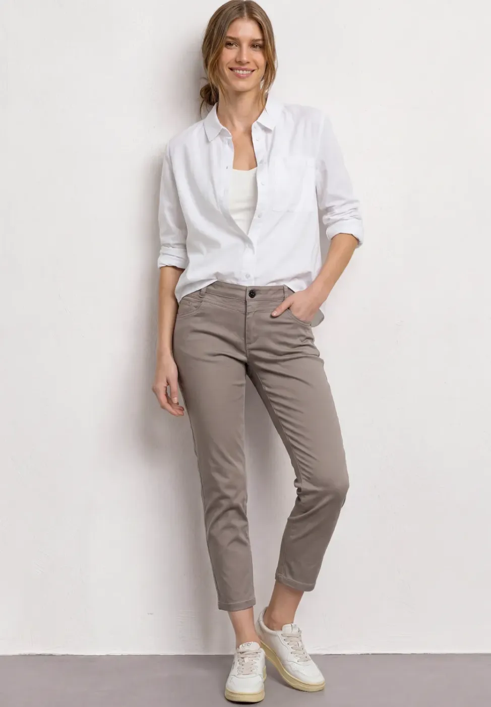 7/8 Slim Legs broek in satijnlook
