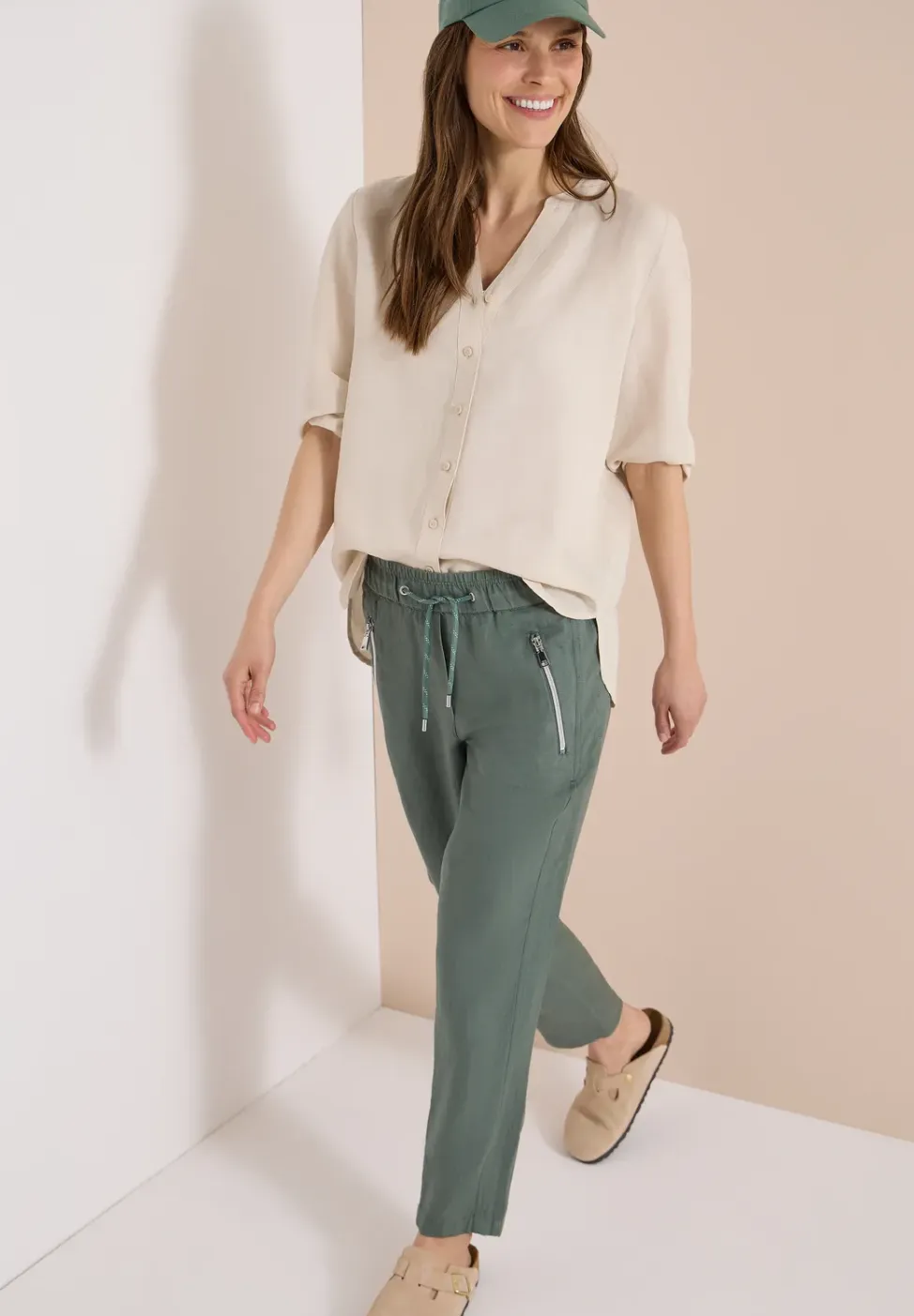 Slim Legs broek van linnenmix