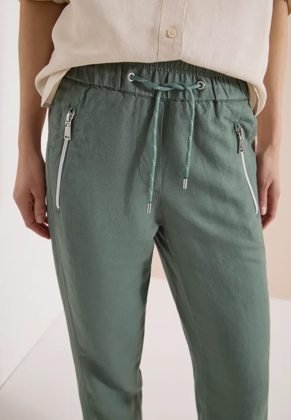 Slim Legs broek van linnenmix