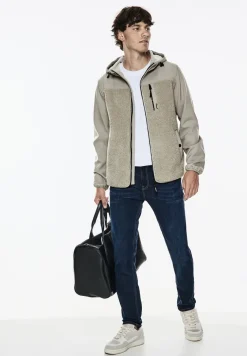 Softshell jas met teddy details