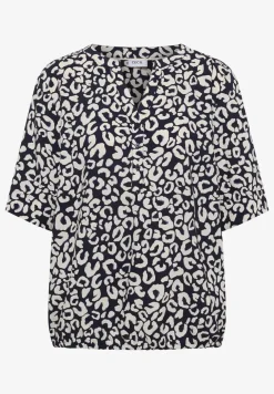 Split hals blouse met leo patroon