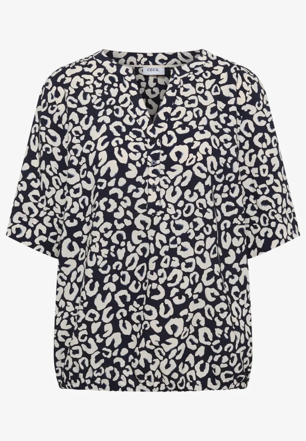 Split hals blouse met leo patroon