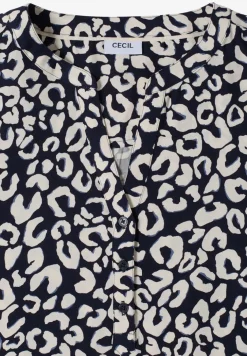 Split hals blouse met leo patroon