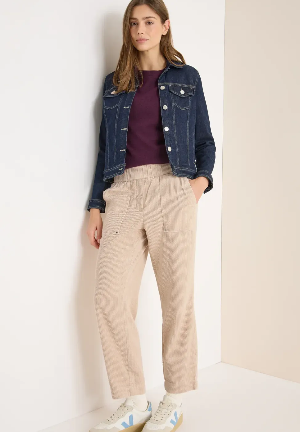 Sportieve loose fit corduroy broek