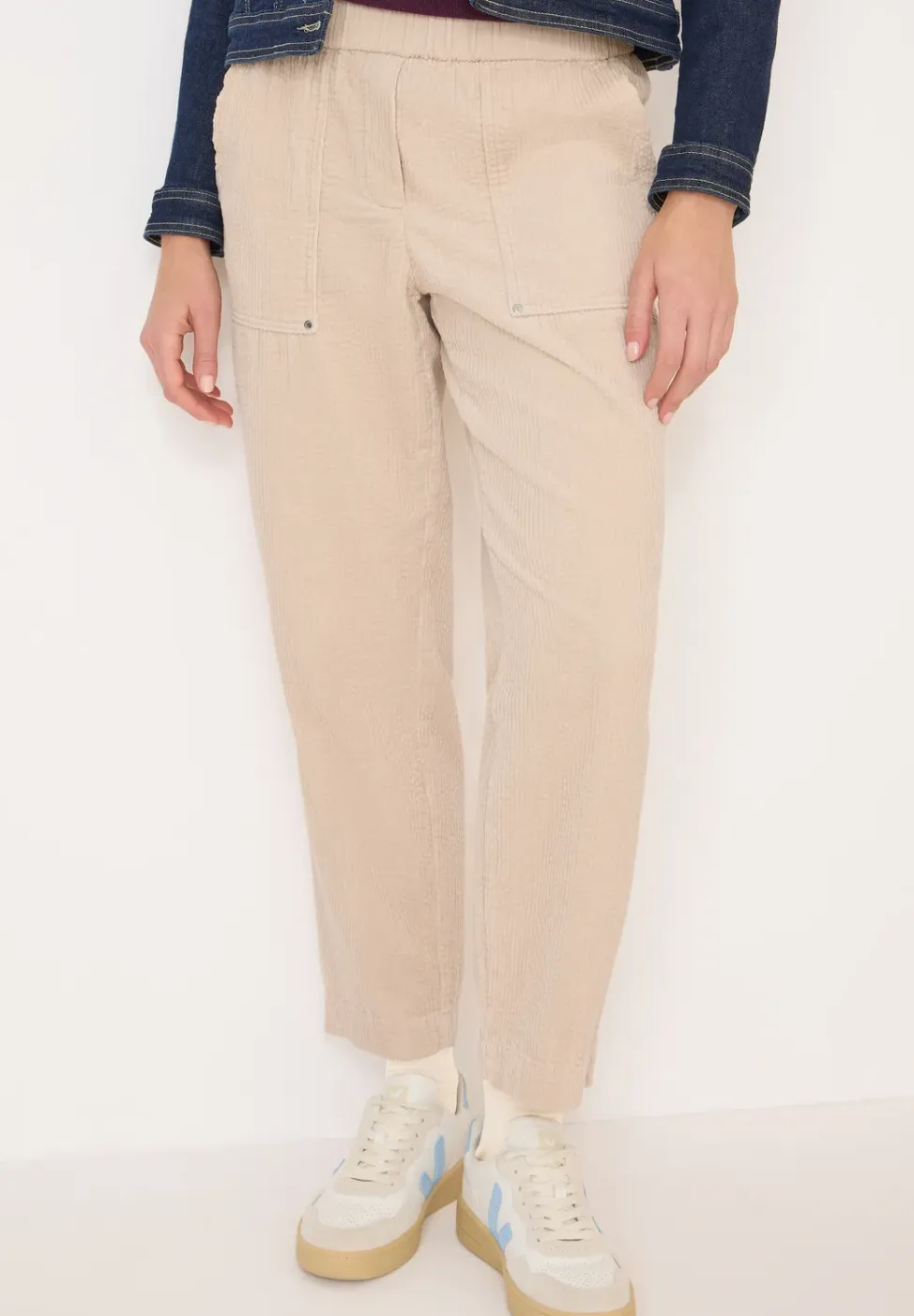Sportieve loose fit corduroy broek